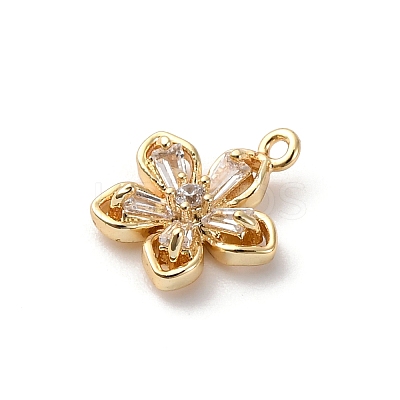 Brass Micro Pave Cubic Zirconia Charms KK-D371-04E-G-1