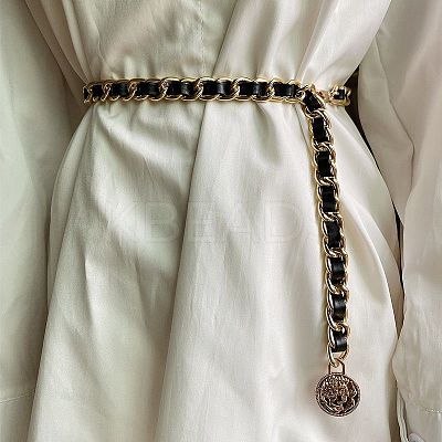 Alloy PU Leather Braided Waist Chains for Woman WGB955C-05-1