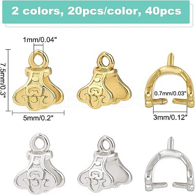 40Pcs 2 Colors Rack Plating Brass Ice Pick Pinch Bails KK-FH0004-27-1