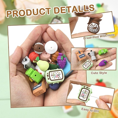 20Pcs 20 Styles Silicone Beads SIL-YW0002-22-1
