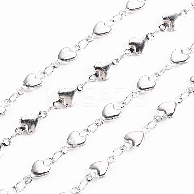 Non-Tarnish 201 Stainless Steel Heart & Oval Link Chains STAS-N092-108-1
