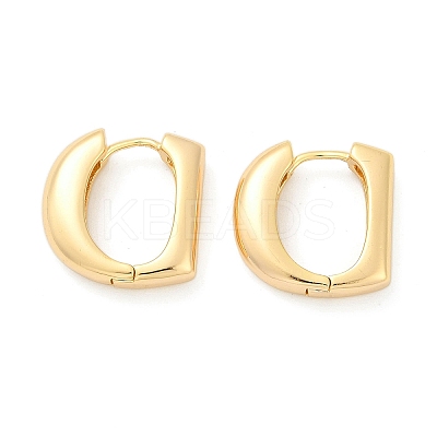 Brass D-Shaped Hoop Earrings EJEW-Q016-17G-1