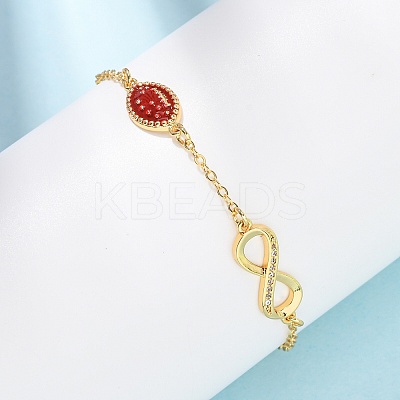 Sports Brass Micro Pave Cubic Zirconia Infinity Link Bracelets LS-BJEW-D386-01C-G-1