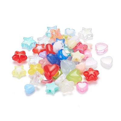 350Pcs 10 Style Transparent & Opaque Heart & Star Acrylic Beads TACR-YW0001-33-1