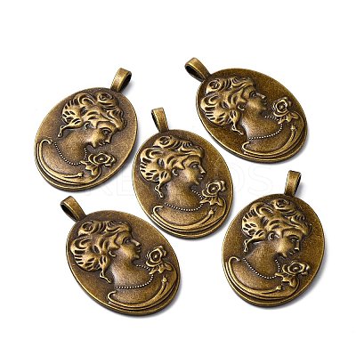 Tibetan Style Alloy Pendant Cabochon Settings X-TIBEP-5342-AB-FF-1