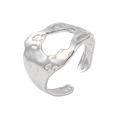 Non-Tarnish 304 Stainless Steel Textured Open Cuff Rings LS-RJEW-C095-08A-P-1