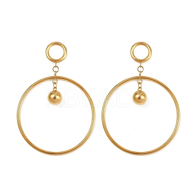 304 Stainless Steel Ring Dangle Stud Earrings EJEW-K268-34G-1