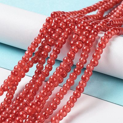 Baking Paint Pearlized Glass Pearl Round Bead Strands HY-XCP0001-13A-1