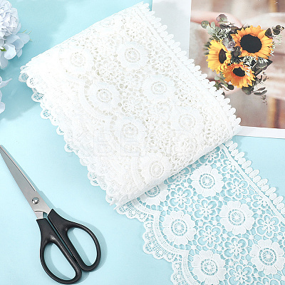 5Yards Milk Fiber Embroidery Flower Tassel Lace Ribbon OCOR-GF0004-69-1
