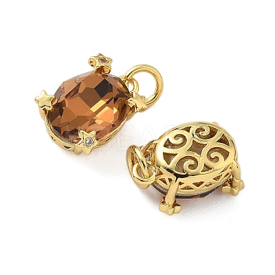 Brass Pave Cubic Zirconia Pendants KK-P325-16G-1
