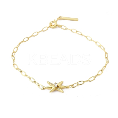 S925 Sterling Silver Micro Pave Cubic Zirconia Link & Charm Bracelets for Women BJEW-K276-02G-1