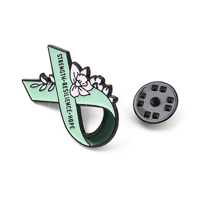 Strencth & Resilience & Hope Awareness Ribbon with Flower Enamel Pins JEWB-D306-02EB-1