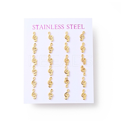 304 Stainless Steel Tiny Musical Note Stud Earrings with 316 Stainless Steel Pins for Women EJEW-J043-11G-1