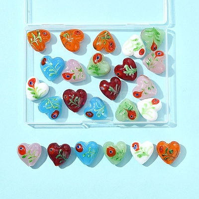 24Pcs 6 Colors Handmade Bumpy Millefiori Glass Beads LAMP-FS0001-39-1