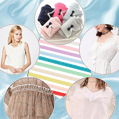 10Pcs 10 Colors Nylon Silk Elastic Crown Lace Ribbons DIY-BC0013-32-1
