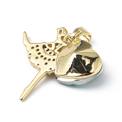 Real 18K Gold Plated Rack Plating Brass Micro Pave Clear Cubic Zirconia Pendants KK-C015-15G-09-1