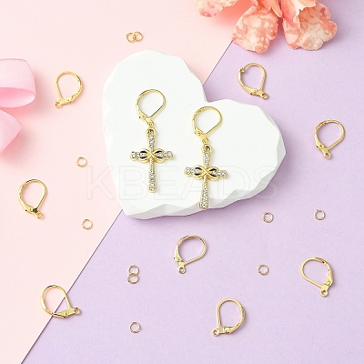 Brass Leverback Earring Findings KK-YW0002-46-1