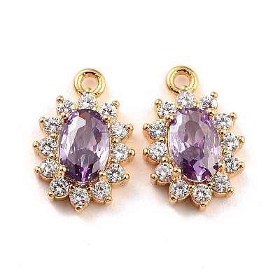 Real 18K Gold Plated Brass Micro Pave Cubic Zirconia Charms ZIRC-Z023-04D-NR-1