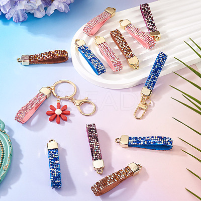 12Pcs 4 Colors Alloy Rhinestone Keychain Findings FIND-BT0001-38A-1