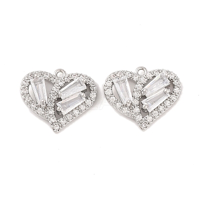 Brass Micro Pave Clear Cubic Zirconia Pendants KK-S389-13P-1