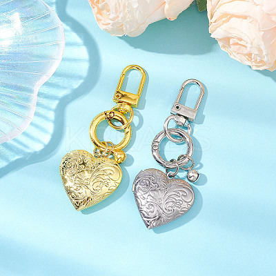 2Pcs 2 Colors 316 Stainless Steel Heart Locket Pendant Decorations HJEW-JM02391-1