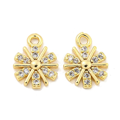 Brass Micro Pave Clear Cubic Zirconia Charms KK-Z044-16G-1