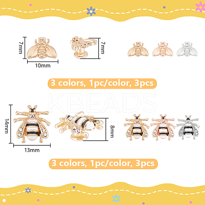 6Pcs 6 Styles Bees Zinc Alloy with Enamel Watch Band Studs FIND-UN0003-39-1