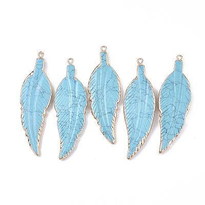 Electroplate Synthetic Turquoise Big Pendants G-S344-66B-1