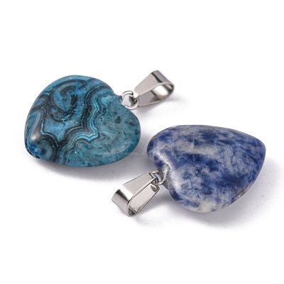 Heart Natural & Synthetic Mixed Stone Pendants G-Q438-M-1