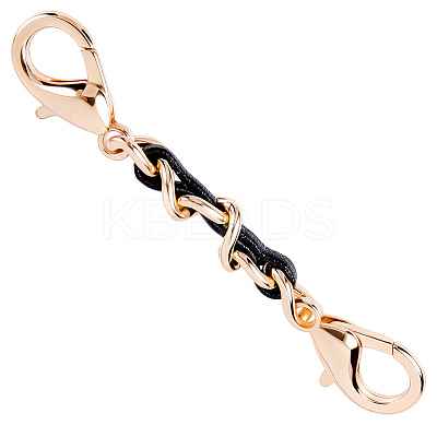 1Pc Black PU Leather Alloy Crub Chain Purse Strap Extenders for Purse Making PURS-CL0001-10B-1