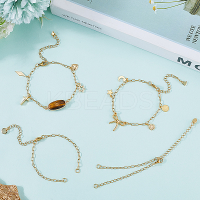 12Pcs Half Finished 304 Stainless Steel Paperclip Chains Connector Bracelet Makings MAK-SC0001-35-1