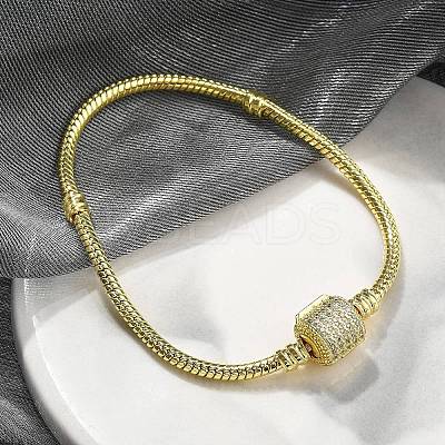 Brass Micro Pave Clear Cubic Zirconia Link Bracelets BJEW-S158-15G-1