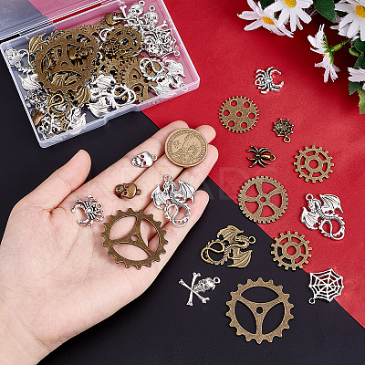 60Pcs 15 Style Tibetan Style Alloy Pendants TIBE-PH0002-09-1