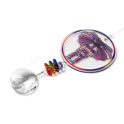 Glass Round Window Hanging Suncatchers DJEW-PW0010-04A-1
