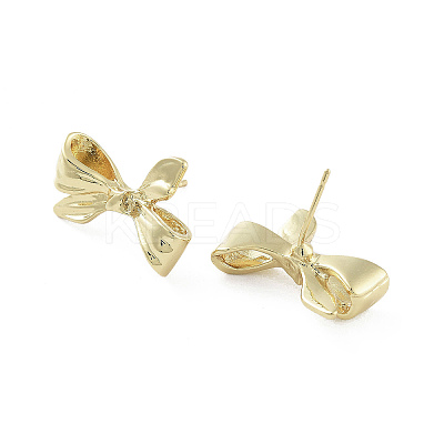 Bowknot Brass Stud Earrings EJEW-Q811-03G-1