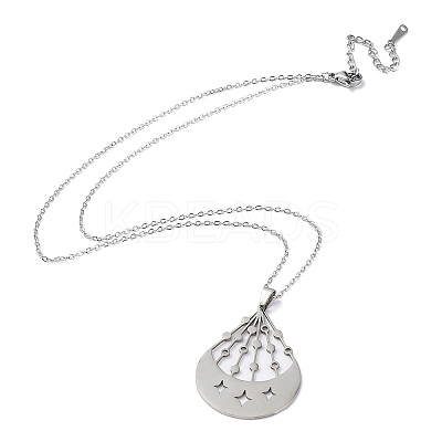 Non-Tarnish 201 Stainless Steel Moon with Star Pendant Necklace with Cable Chains NJEW-Q317-06P-1