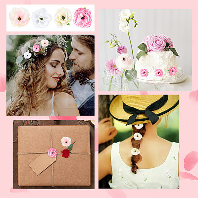 100Pcs 4 Colors Cloth Imitation Rose AJEW-CP0001-84-1