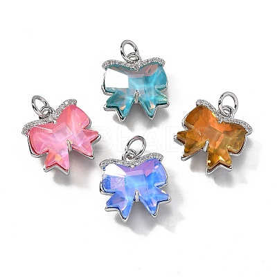 Brass Micro Pave Cubic Zirconia Charms KK-Q043-02P-1