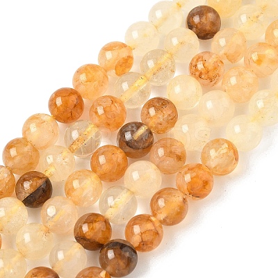 Natural Yellow Hematoid Quartz Beads Strands G-D302-01-8mm-1