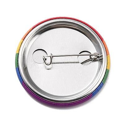 Flat Round Rainbow Strip Iron Brooch JEWB-P009-A01-1