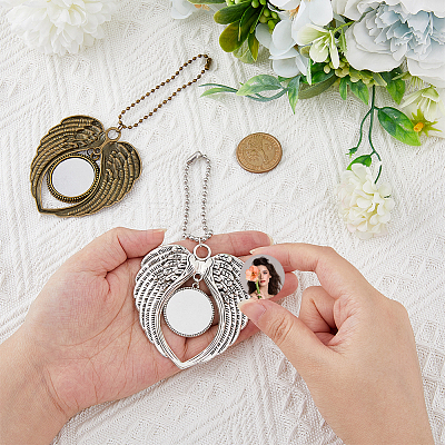 4Pcs 2 Style Tibetan Style Alloy Heat Transfer Sublimation Hanging Blank Pendant Decorations HJEW-FH0006-54-1
