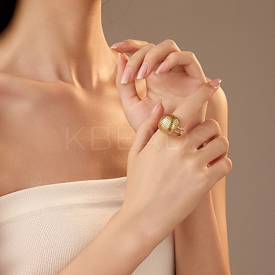 304 Stainless Steel Open Cuff Rings for Women RJEW-R012-03G-1