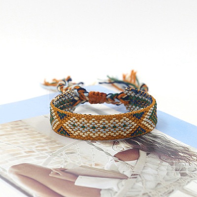 Polyester Braided Rhombus Pattern Cord Bracelet FIND-PW0013-004A-12-1