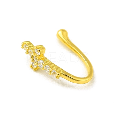Clear Cubic Zirconia Cross Clip on Nose Rings LS-AJEW-F059-11G-1