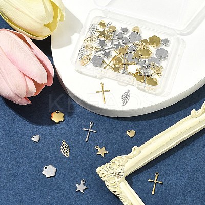 60Pcs 10 Styles 304 Stainless Steel Pendants STAS-FS0001-78-1