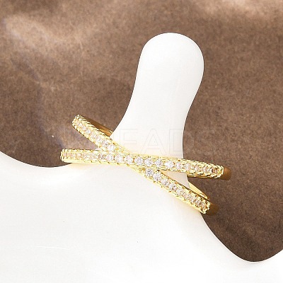Brass Micro Pave Cubic Zirconia Finger Rings RJEW-D340-01G-05-1