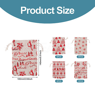 20Pcs 4 Styles Christmas Theme Cotton Fabric Cloth Bags ABAG-TA0002-04B-1