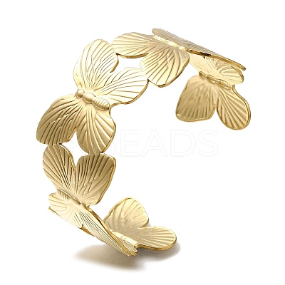 Ion Plating(IP) 304 Stainless Steel Cuff Ring for Women RJEW-U025-02G-1