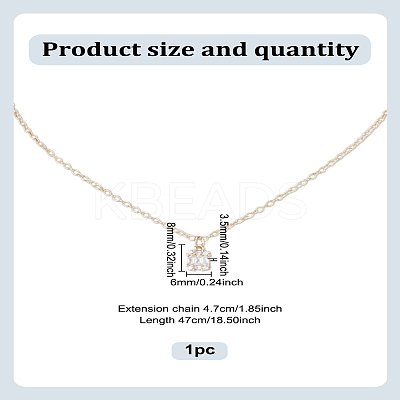 1Pc Brass Pave Clear Cubic Zirconia Rectangle Pendant Necklaces NJEW-LP0009-48-1