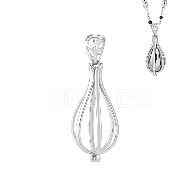 1Pc 925 Sterling Silver Bead Cage Pendants STER-PH0004-19P-1